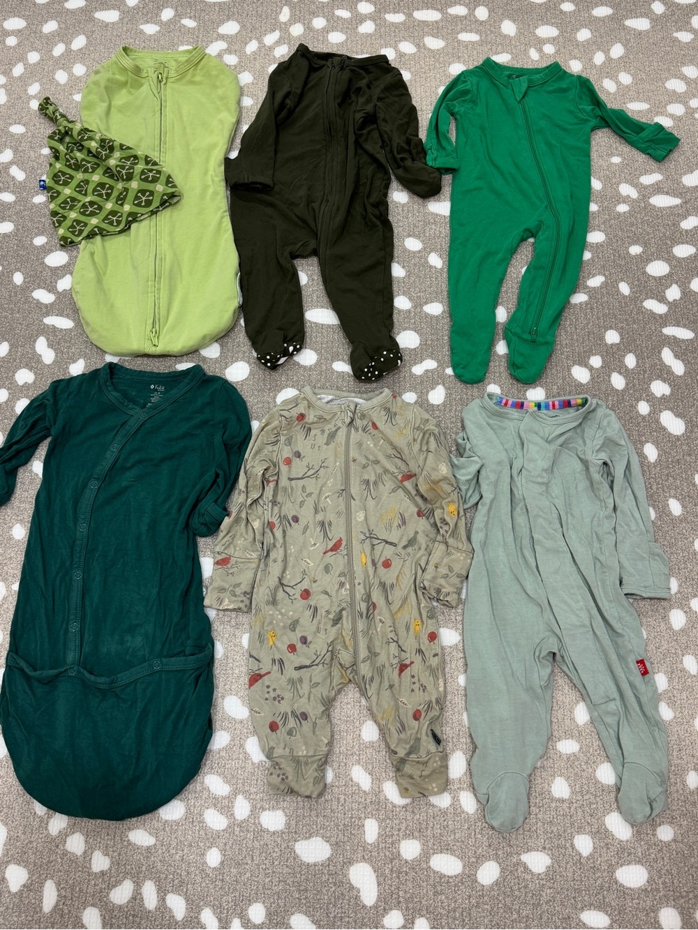 Lot of 6 bamboo zippy footies newborn unisex baby boy girl swaddle kyte neutral